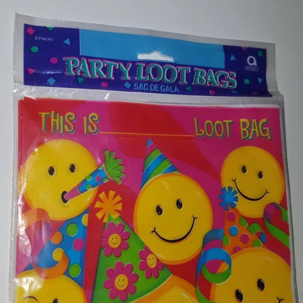 NEW Emoji Smiley Face Party Favor Loot Treat Bags (8 pack) Amscan Birthday